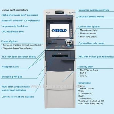 Diebold Opteva 522 ล็อบบี้ เครื่องจ่ายเงินธนาคาร ATM เครื่องชําระเงินอัตโนมัติ